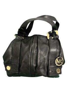 Black Michael Kors leather Tote bag.  Gold trim details. Classic style